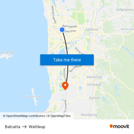 Balcatta to Wattleup map