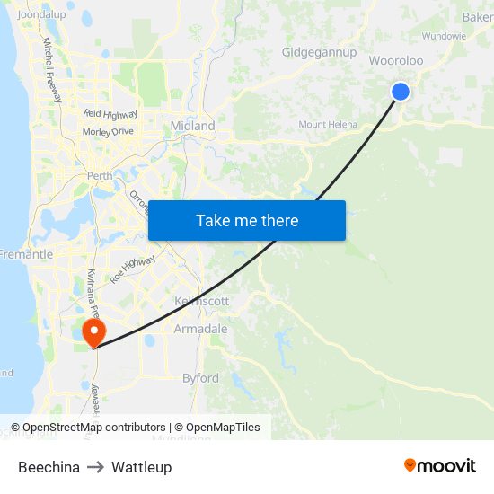 Beechina to Wattleup map