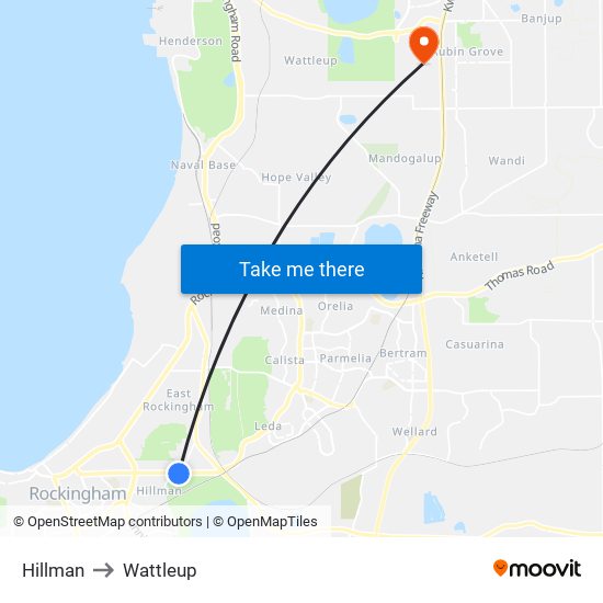 Hillman to Wattleup map