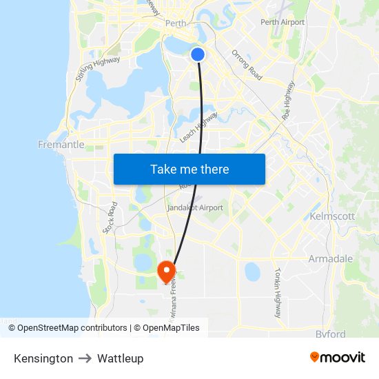 Kensington to Wattleup map