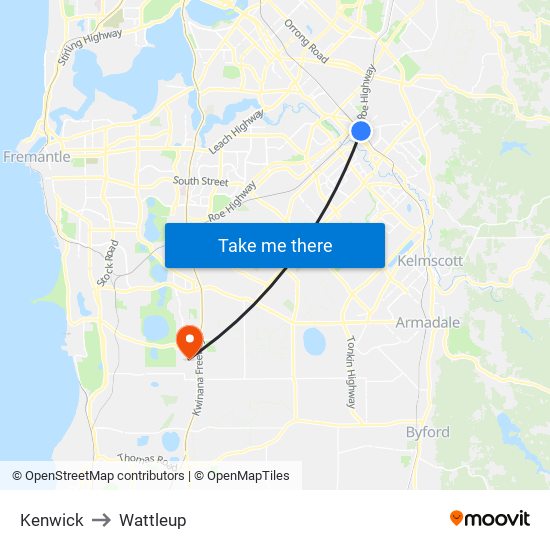 Kenwick to Wattleup map
