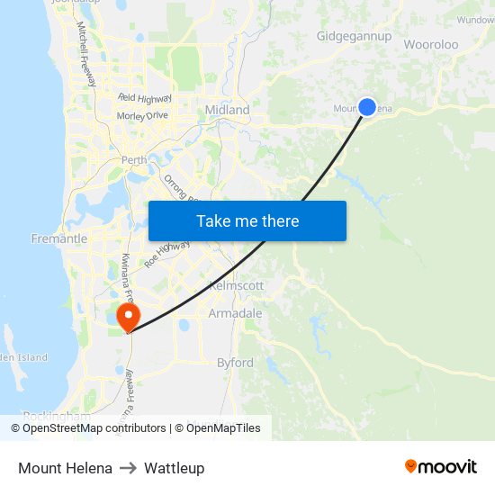 Mount Helena to Wattleup map