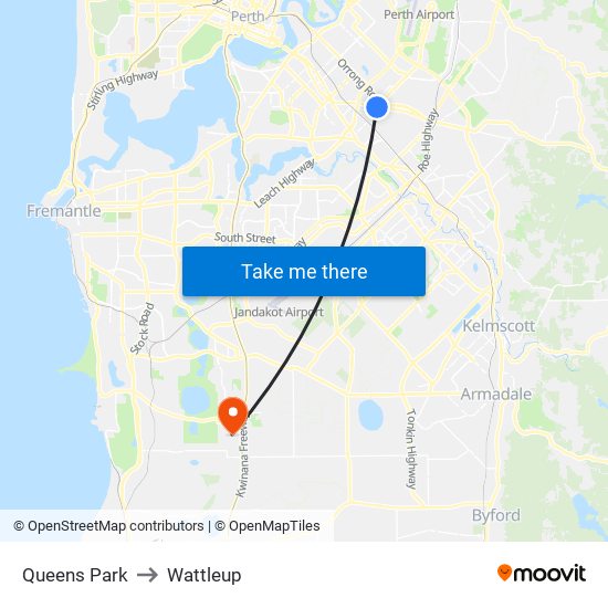 Queens Park to Wattleup map