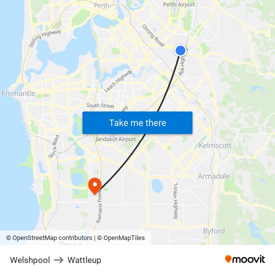 Welshpool to Wattleup map