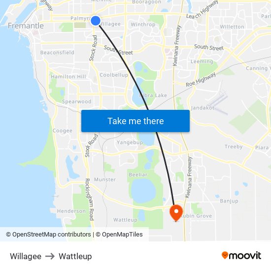 Willagee to Wattleup map