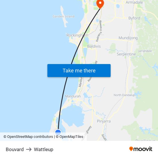 Bouvard to Wattleup map