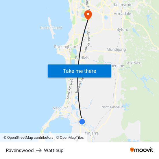 Ravenswood to Wattleup map