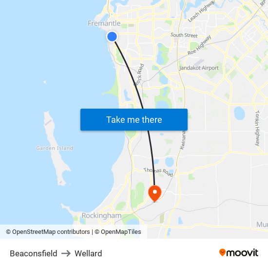 Beaconsfield to Wellard map