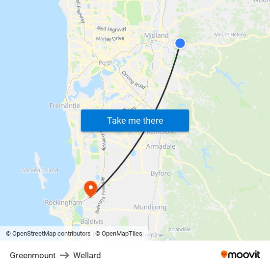 Greenmount to Wellard map