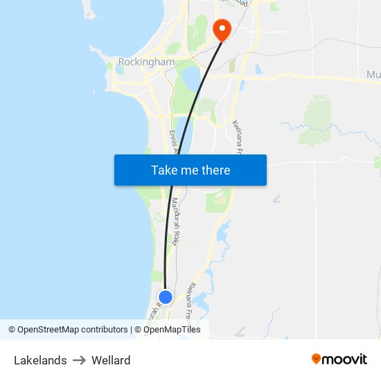 Lakelands to Wellard map