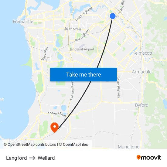 Langford to Wellard map