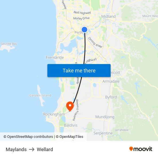 Maylands to Wellard map