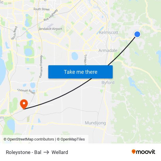 Roleystone - Bal to Wellard map