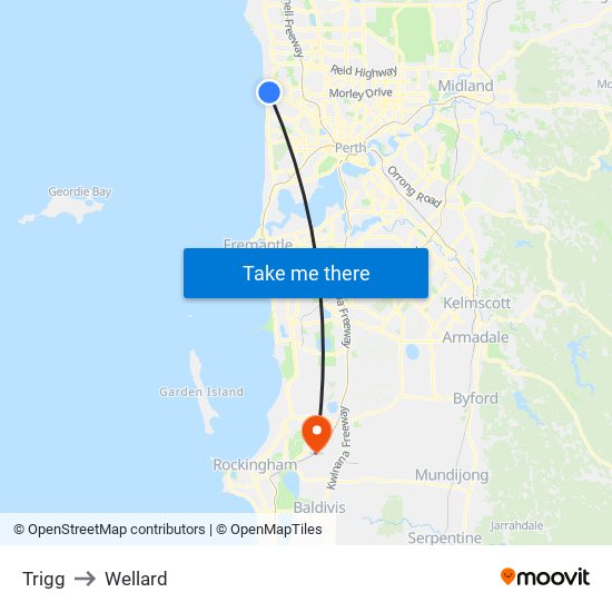 Trigg to Wellard map