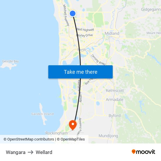 Wangara to Wellard map