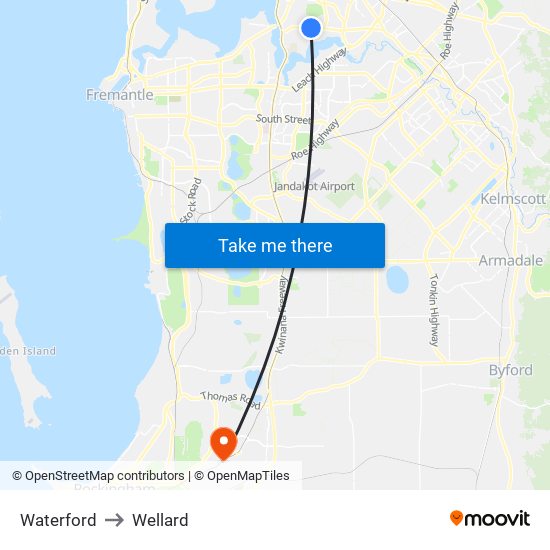 Waterford to Wellard map