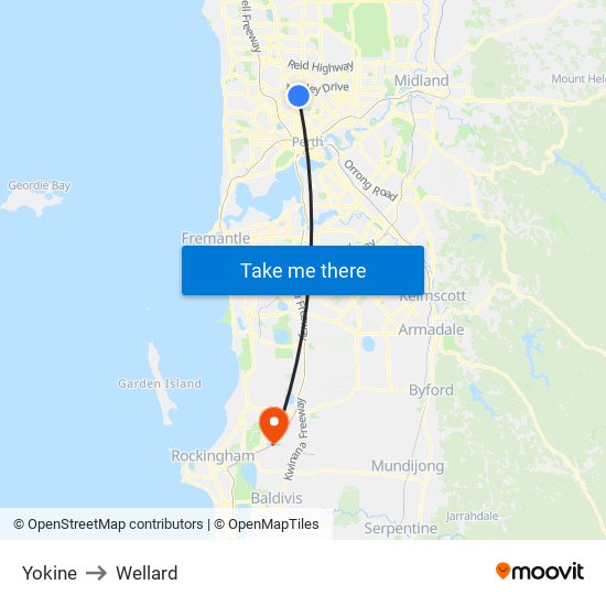 Yokine to Wellard map