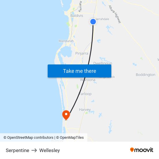 Serpentine to Wellesley map