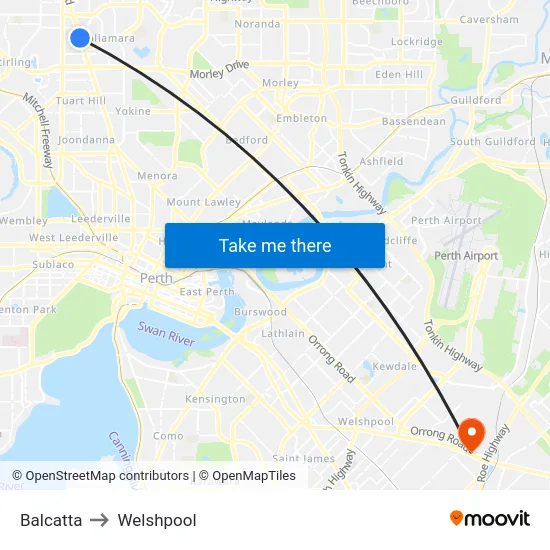 Balcatta to Welshpool map