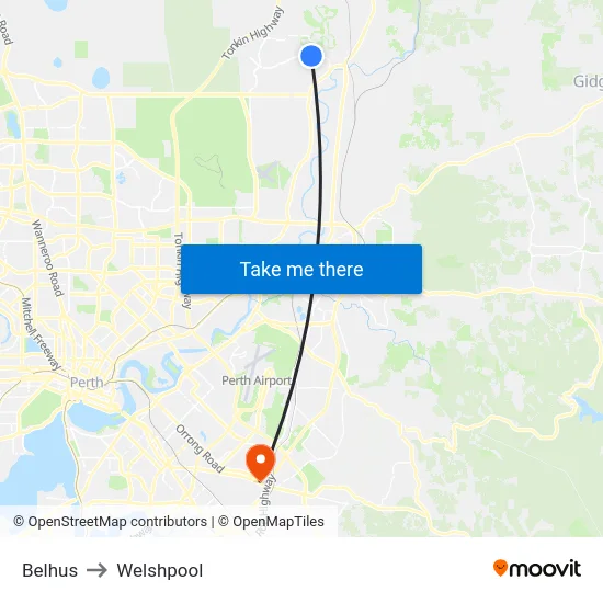 Belhus to Welshpool map
