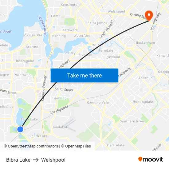 Bibra Lake to Welshpool map