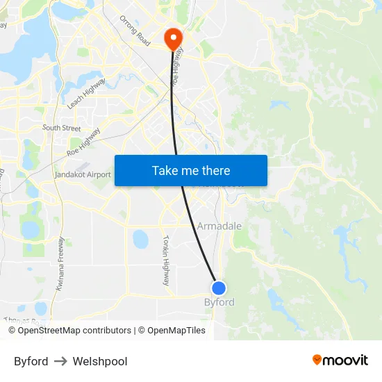 Byford to Welshpool map