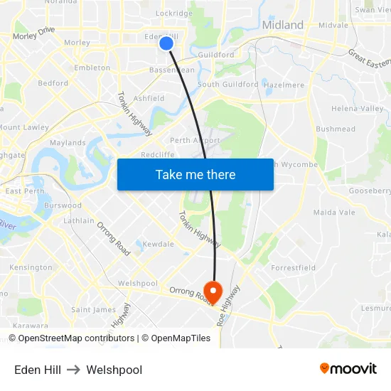 Eden Hill to Welshpool map