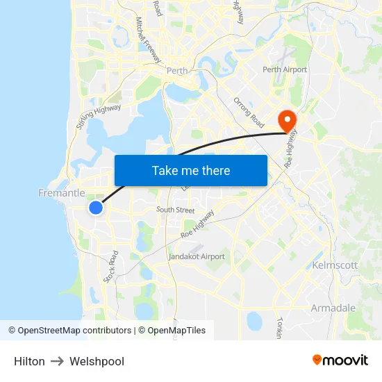Hilton to Welshpool map