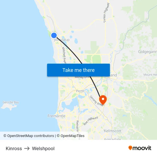 Kinross to Welshpool map