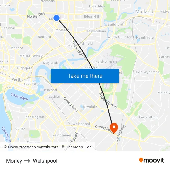 Morley to Welshpool map