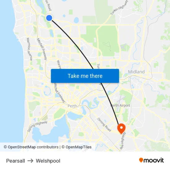 Pearsall to Welshpool map