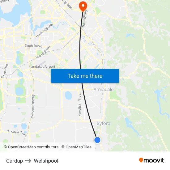 Cardup to Welshpool map