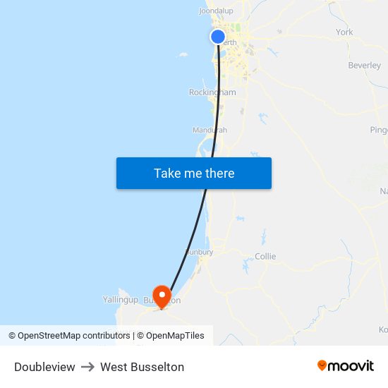 Doubleview to West Busselton map