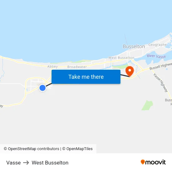 Vasse to West Busselton map