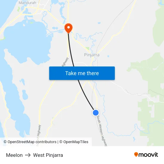 Meelon to West Pinjarra map