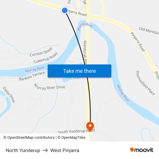 North Yunderup to West Pinjarra map