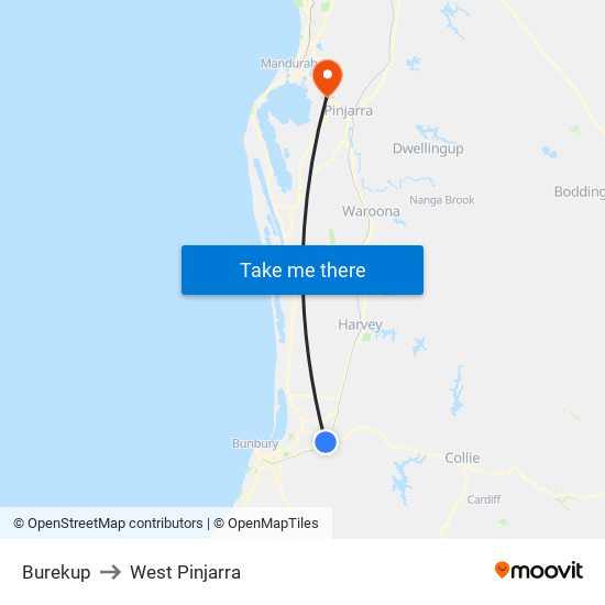 Burekup to West Pinjarra map