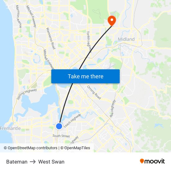 Bateman to West Swan map