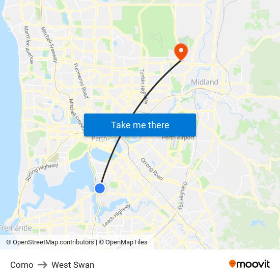 Como to West Swan map