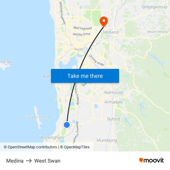 Medina to West Swan map