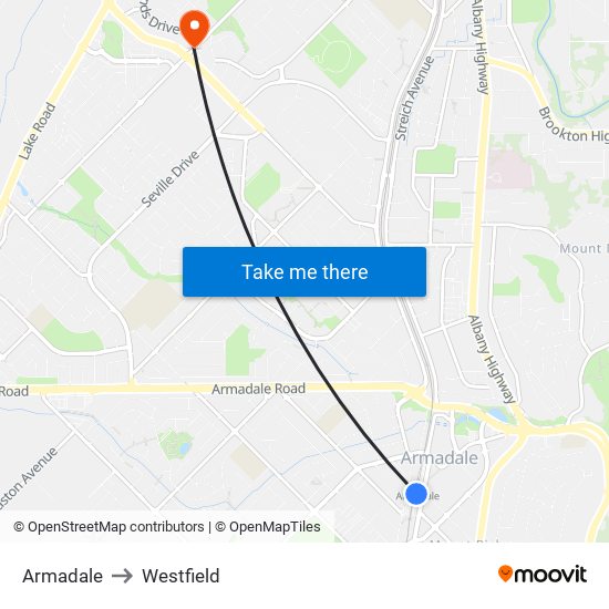 Armadale to Westfield map