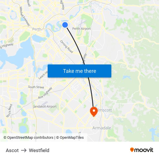 Ascot to Westfield map