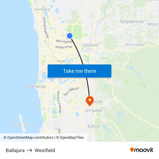 Ballajura to Westfield map