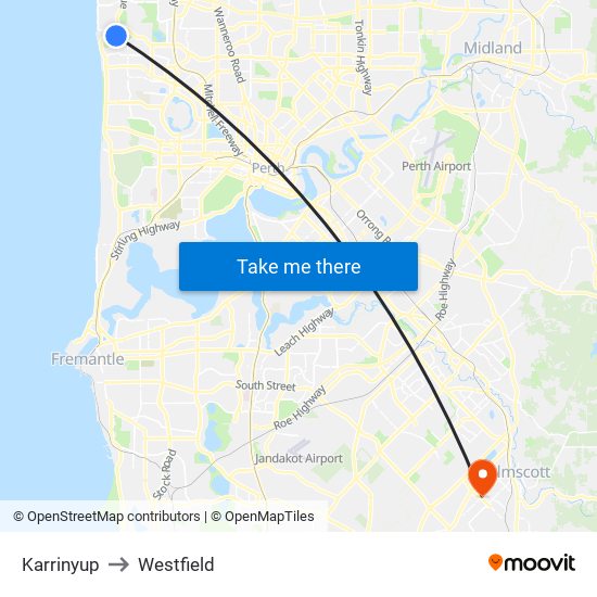 Karrinyup to Westfield map