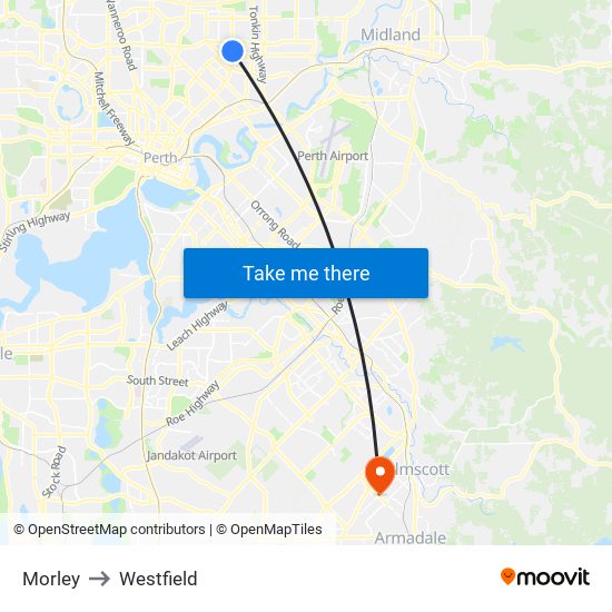 Morley to Westfield map