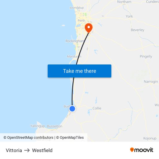 Vittoria to Westfield map