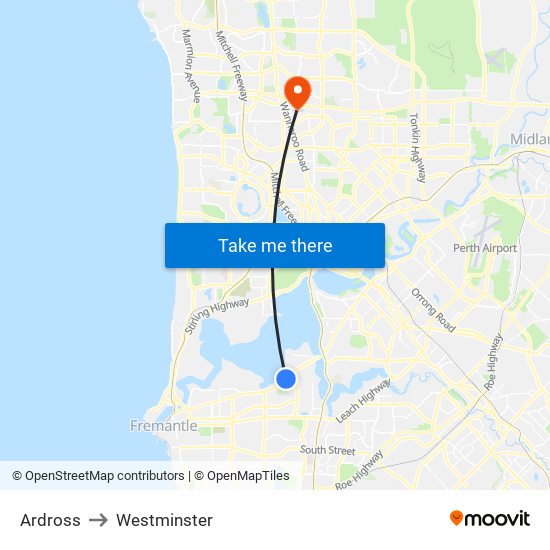 Ardross to Westminster map