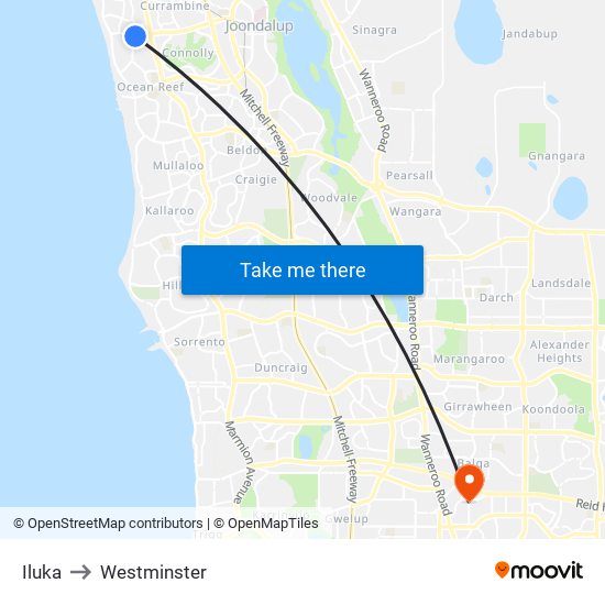 Iluka to Westminster map