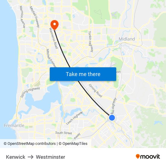 Kenwick to Westminster map