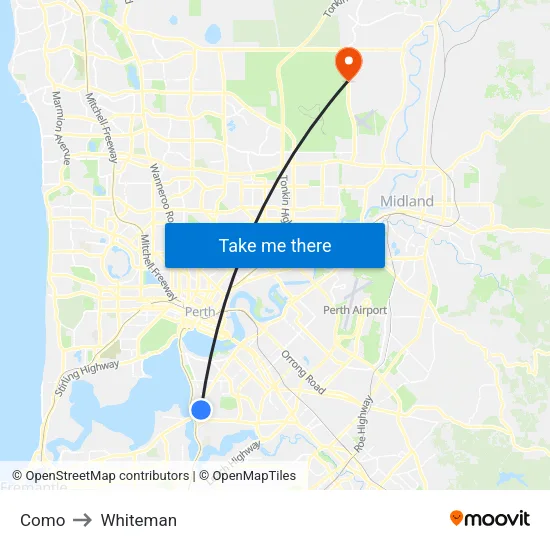 Como to Whiteman map